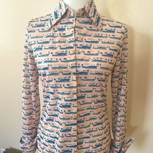 Vintage Novelty Print Blouse